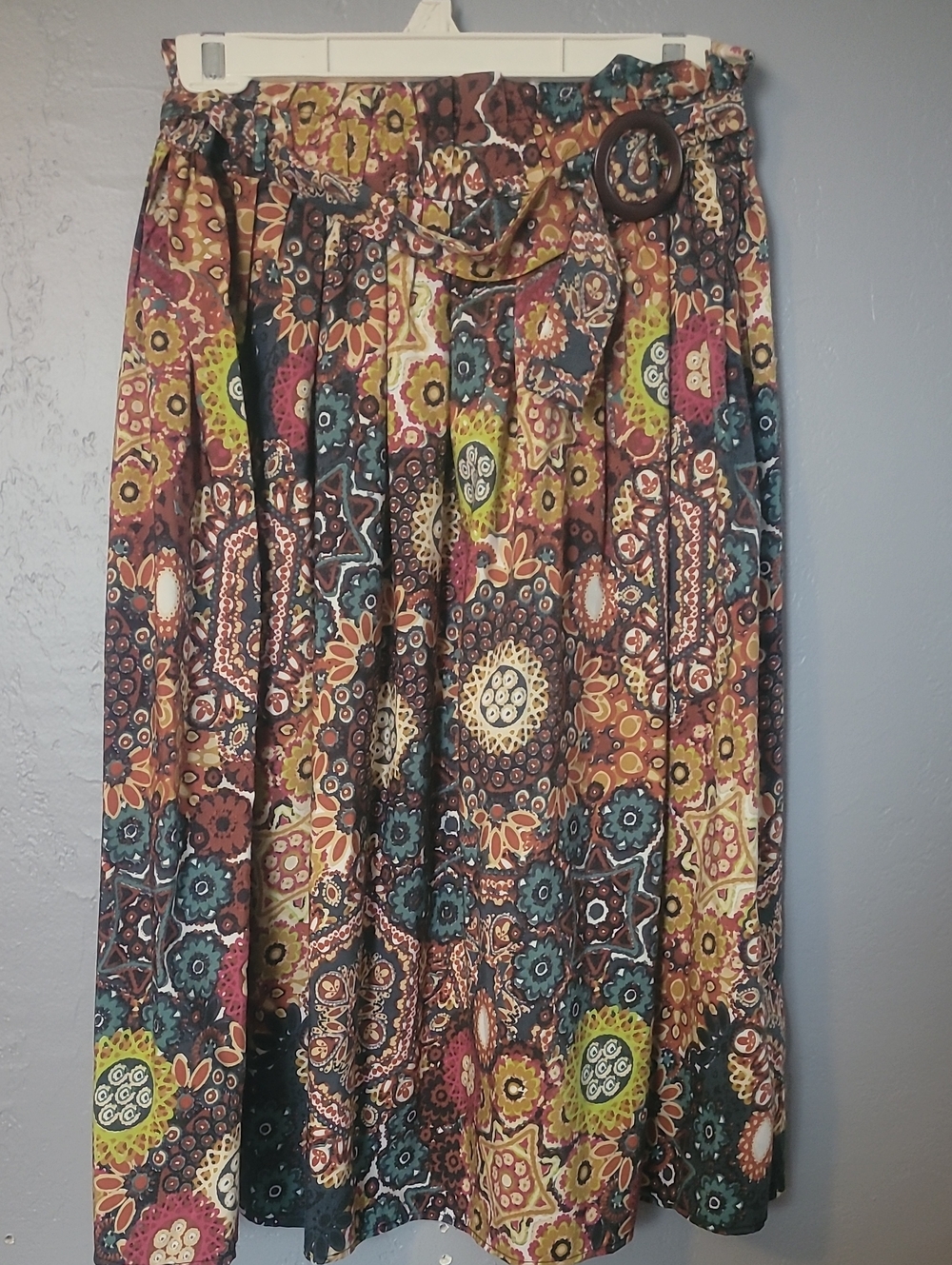 Printed Bohemian Midi Skirt in Multicolor